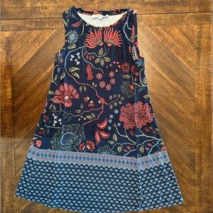 LOFT Women's Casual Dress with Floral Pattern - Navy and Red